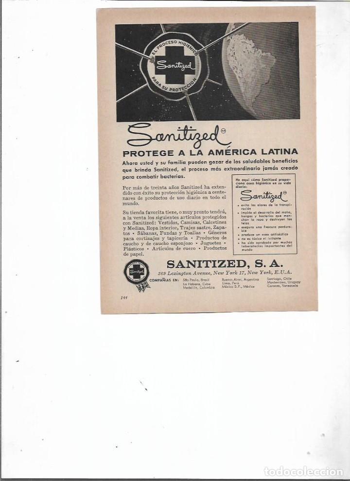 Coleccionismo: A&Ntilde;O 1959 RECORTE PRENSA PUBLICIDAD SANITIZED CONTRA LAS BACTERIAS PRODUCTOS FARMACEUTICOS
