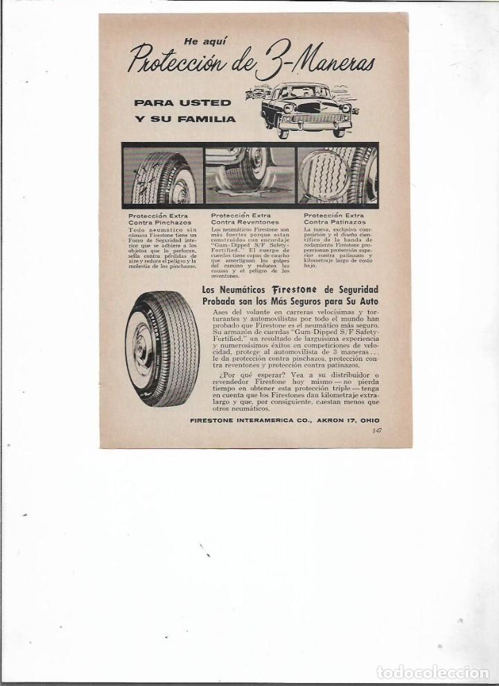 Colecionismo: A&Ntilde;O 1959 RECORTE PRENSA PUBLICIDAD FIRESTONE RUEDAS COCHE NEUMATICOS
