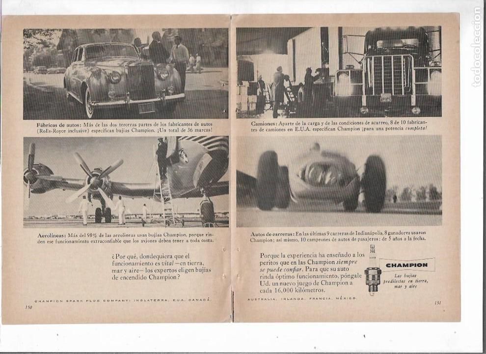Coleccionismo: A&Ntilde;O 1959 RECORTE PRENSA PUBLICIDAD BUJIAS CHAMPION ENCENDIDO MOTOR COCHE AUTOMOVIL AVION
