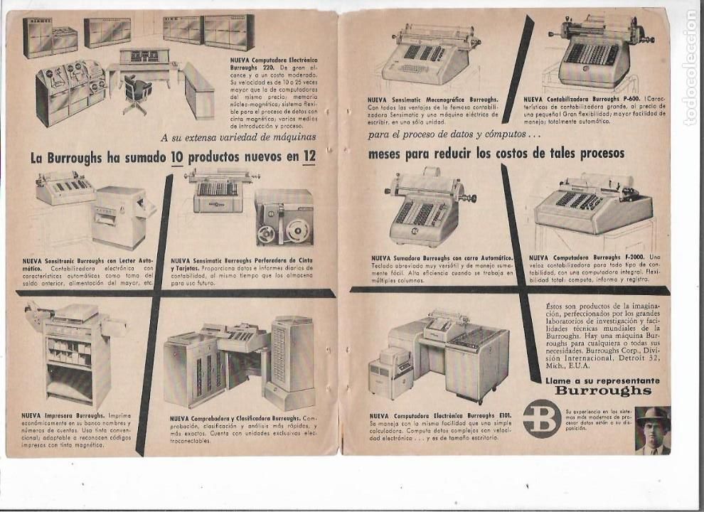 Coleccionismo: A&Ntilde;O 1959 RECORTE PRENSA PUBLICIDAD BURROUGHS MECANOGRAFICA CALCULADORA CONTABILIZADORA COMPUTADORA