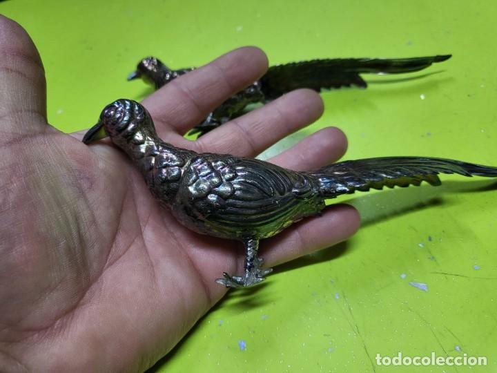 Coleccionismo: PAREJA DE FAISANES EN METAL PLATEADO - Foto 6