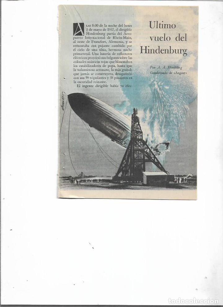 Coleccionismo: A&Ntilde;O 1957 RECORTE PRENSA EL ULTIMO VUELO DEL DIRIGIBLE HINDENBURG