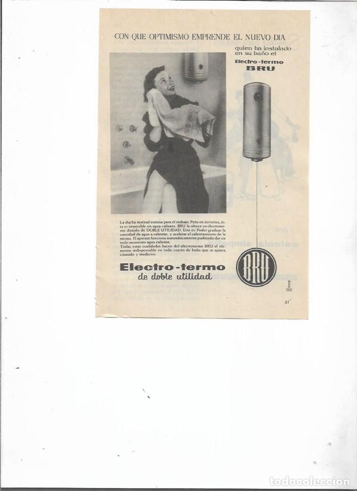 Coleccionismo: A&Ntilde;O 1957 RECORTE PRENSA PUBLICIDAD BRU ELECTRO TERMO DE DOBLE UTILIDAD ELECTRODOMESTICOS