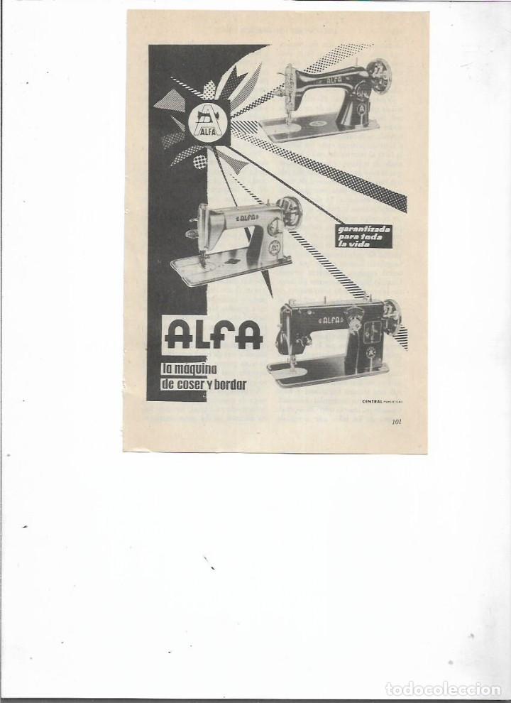 Coleccionismo: A&Ntilde;O 1957 RECORTE PRENSA PUBLICIDAD ALFA MAQUINA DE COSER AUTOMATICA COSTURA