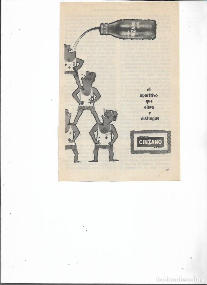 Coleccionismo: A&Ntilde;O 1957 RECORTE PRENSA PUBLICIDAD BEBIDAS CINZANO APERITIVO REFRESCOS