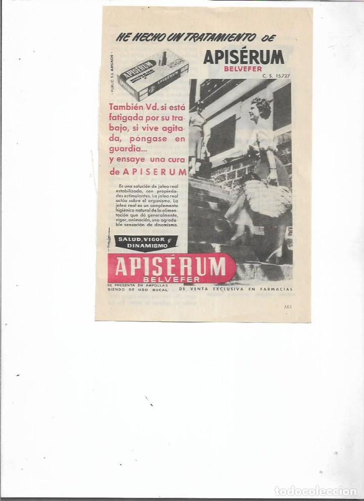 Coleccionismo: A&Ntilde;O 1957 RECORTE PRENSA PUBLICIDAD APISERUM BELVEFER PRODUCTOS FARMACEUTICOS
