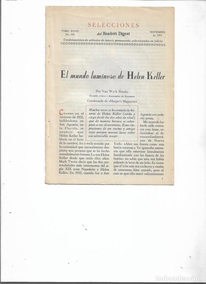 Collecting paper: A&Ntilde;O 1954 RECORTE PRENSA HELEN KELLER ESCRITORA SORDA CIEGA ACTIVISTA POLITICA