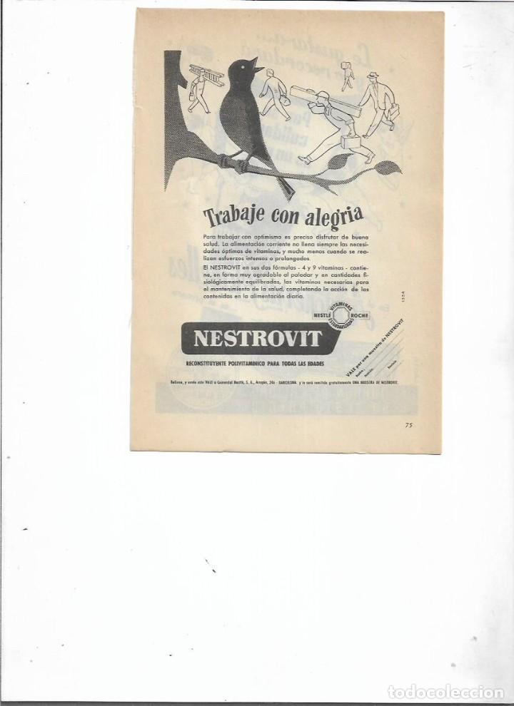 Coleccionismo: A&Ntilde;O 1954 RECORTE PRENSA PUBLICIDAD NESTROVIT RECONSTITUYENTE POLIVITAMINICO NESTLE