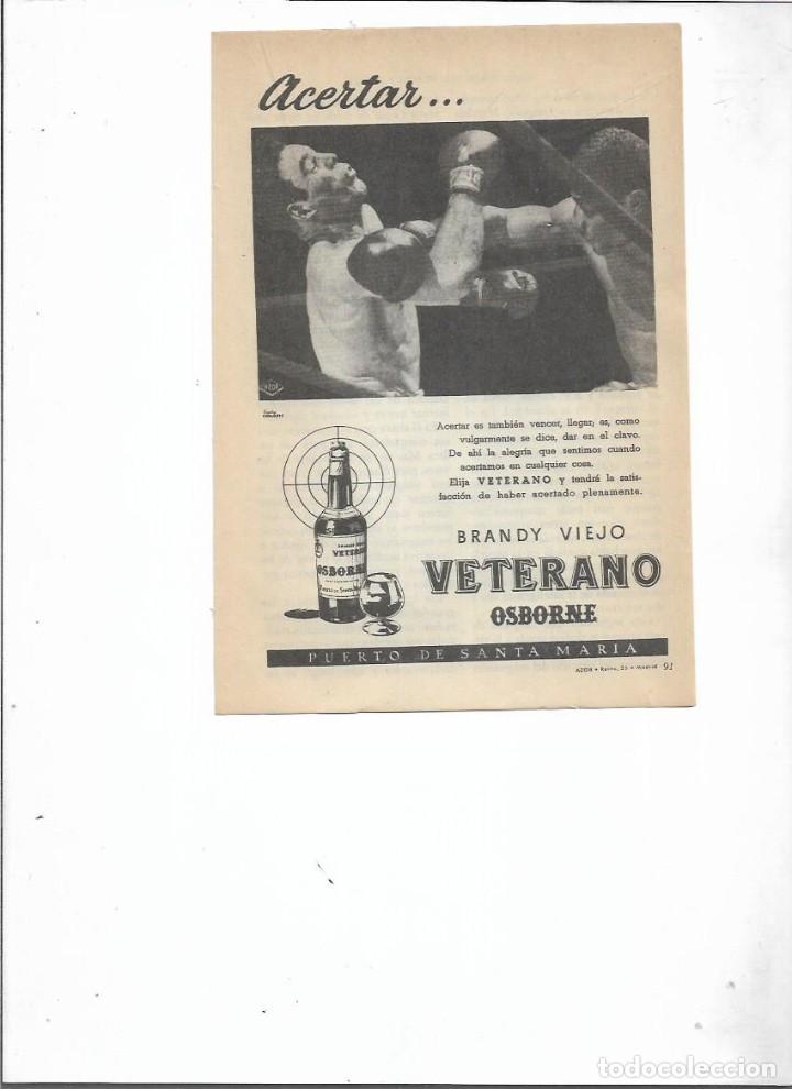 Coleccionismo: A&Ntilde;O 1954 RECORTE PRENSA PUBLICIDAD BEBIDAS VETERANO BRANDY VIEJO OSBORNE PUERTO DE SANTA MARIA