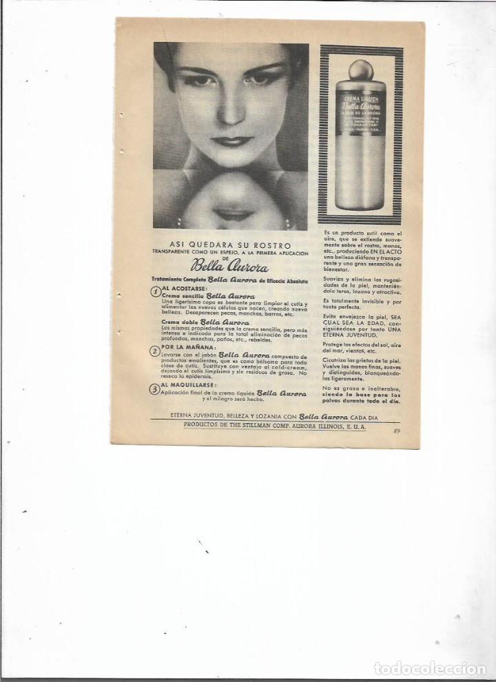 Coleccionismo: A&Ntilde;O 1954 RECORTE PRENSA PUBLICIDAD BELLA AURORA COSMETICA CREMA DE BELLEZA
