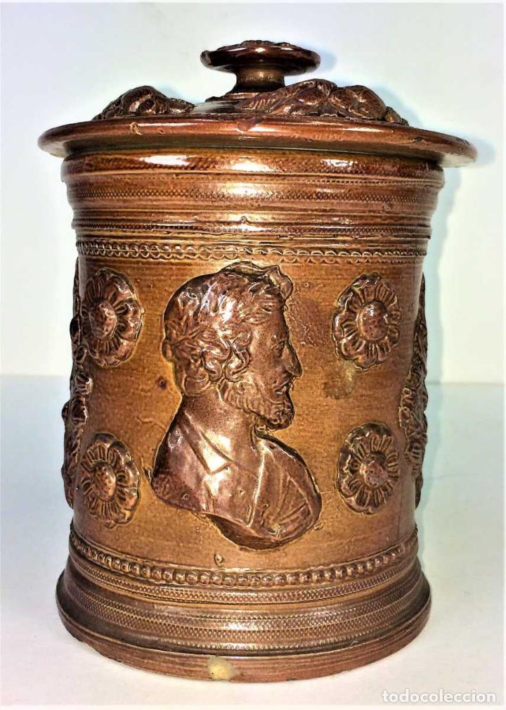Coleccionismo: POTE PARA TABACO. GRES. PERFIL REY ENRIQUE IV. FRANCIA. SIGLO XIX