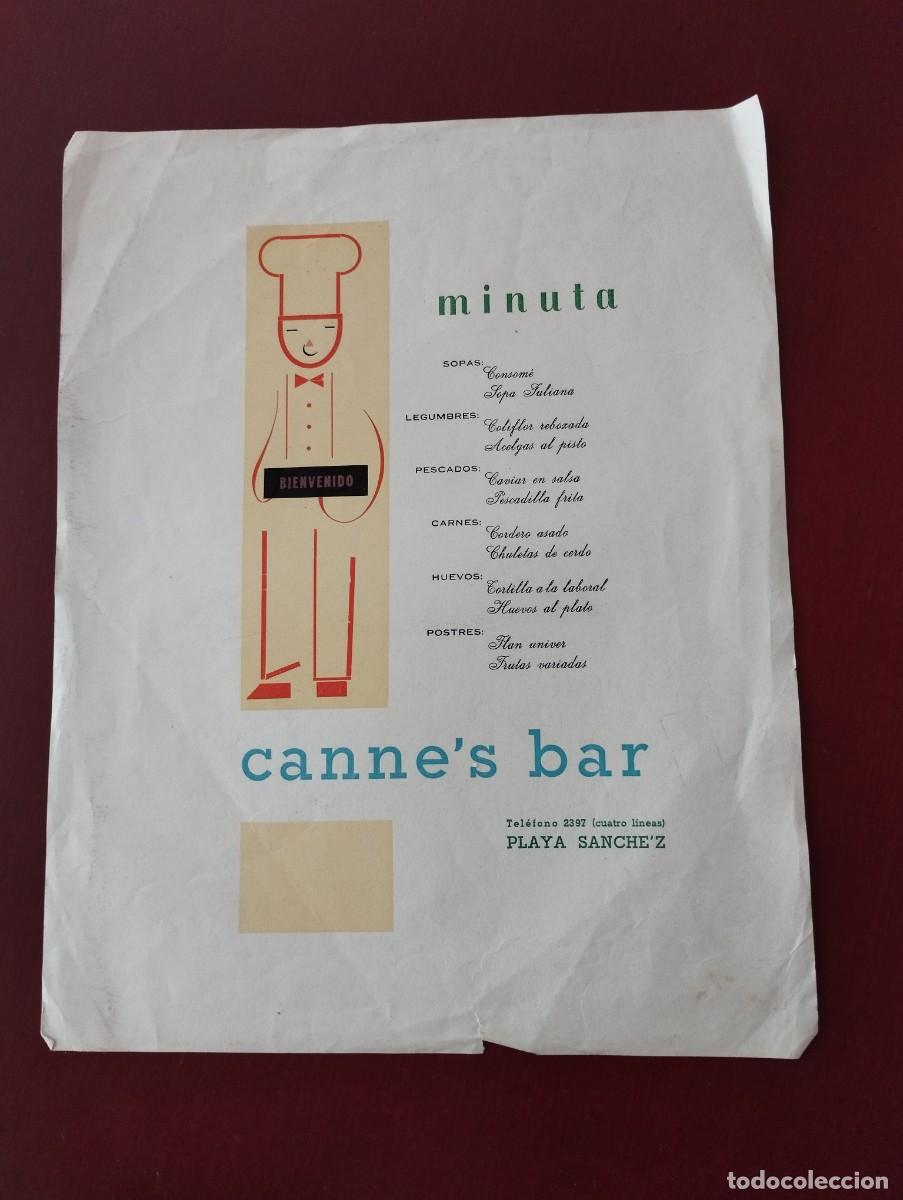 Coleccionismo: Minuta CANNE'S BAR Playa Sanche'z