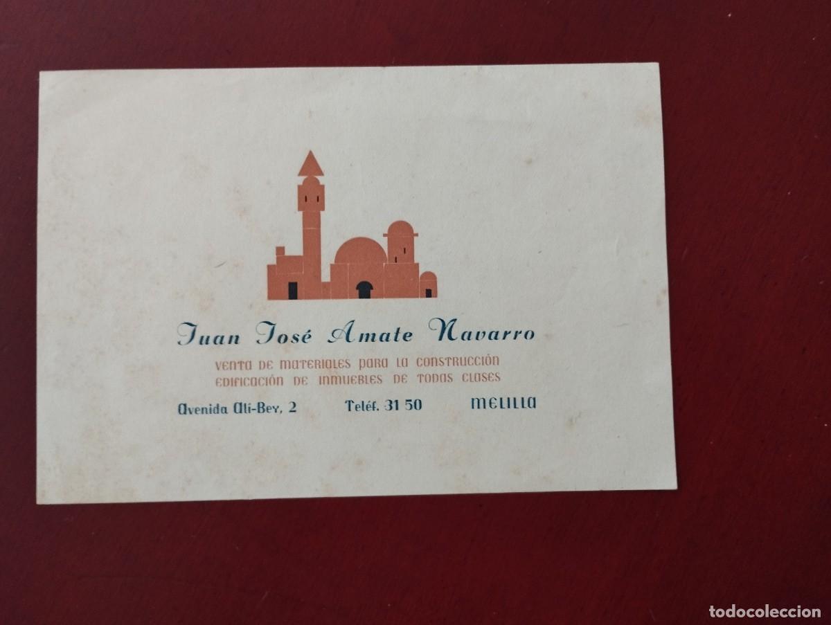 Coleccionismo: Publicidad Juan Jos&eacute; Amate Navarro materiales para la construcci&oacute;n Melilla