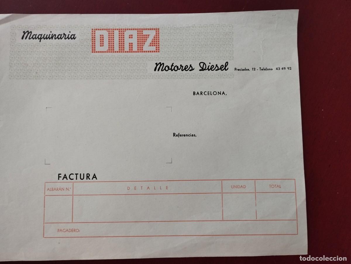 Coleccionismo: Publicidad Factura Maquinaria Diaz Motores Diesel