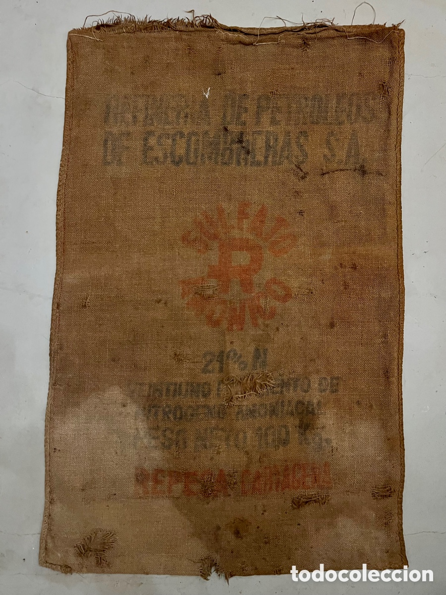 Sammeln: ANTIGUO SACO DE CA&Ntilde;AMO O ESPARTO DE SULFATO DE AMONIO, REFINERIA ESCOMBRERAS, REPESA ( CARTAGENA )