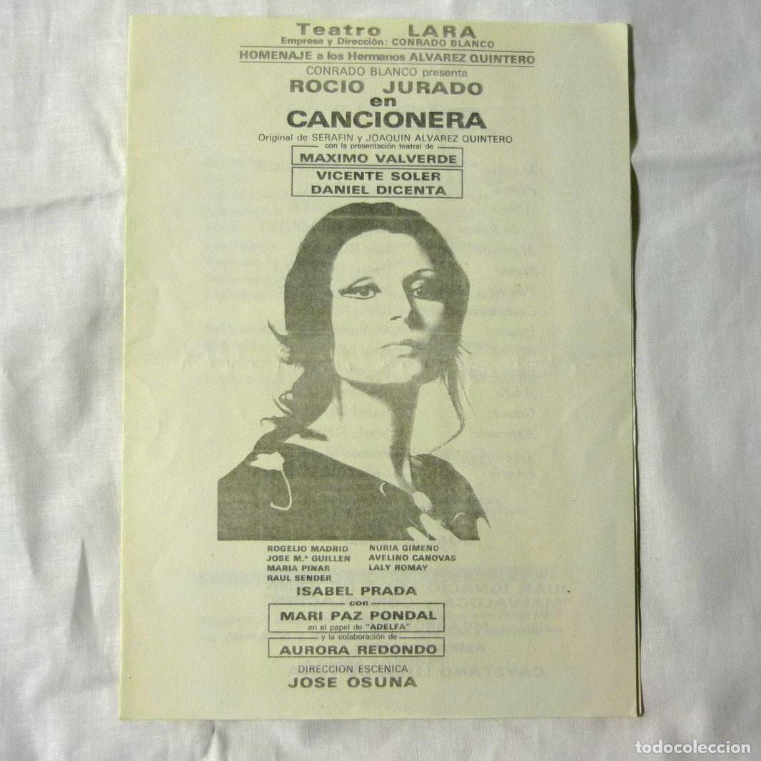 Coleccionismo: Programa Teatro Lara Roc&iacute;o Jurado, Cancionera 1971 - Foto 1