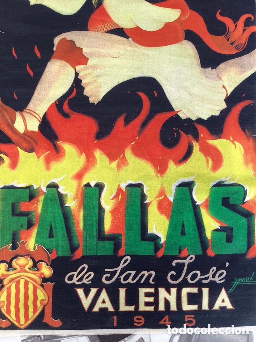 Coleccionismo: CARTEL DE SEDA FALLAS 1945 - Foto 2