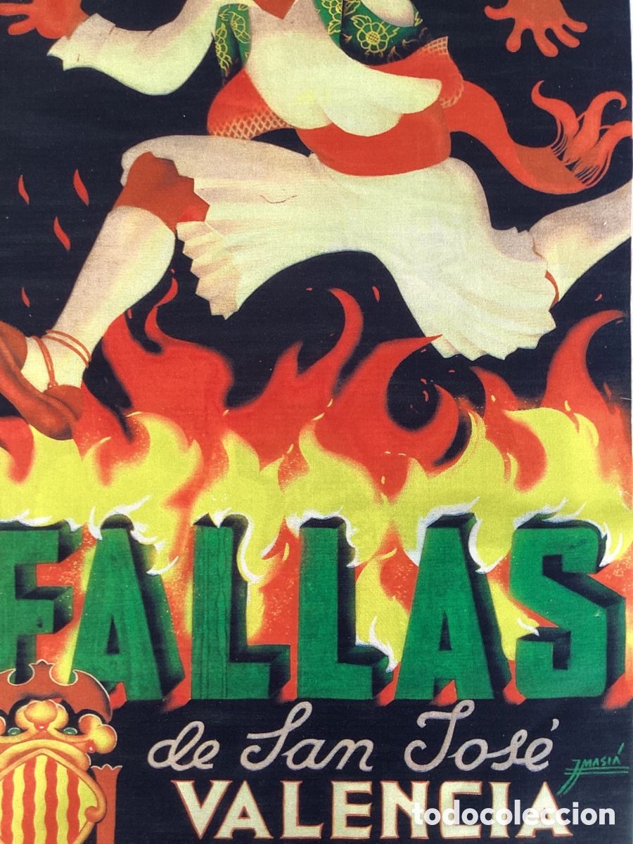 Coleccionismo: CARTEL DE SEDA FALLAS 1945 - Foto 3