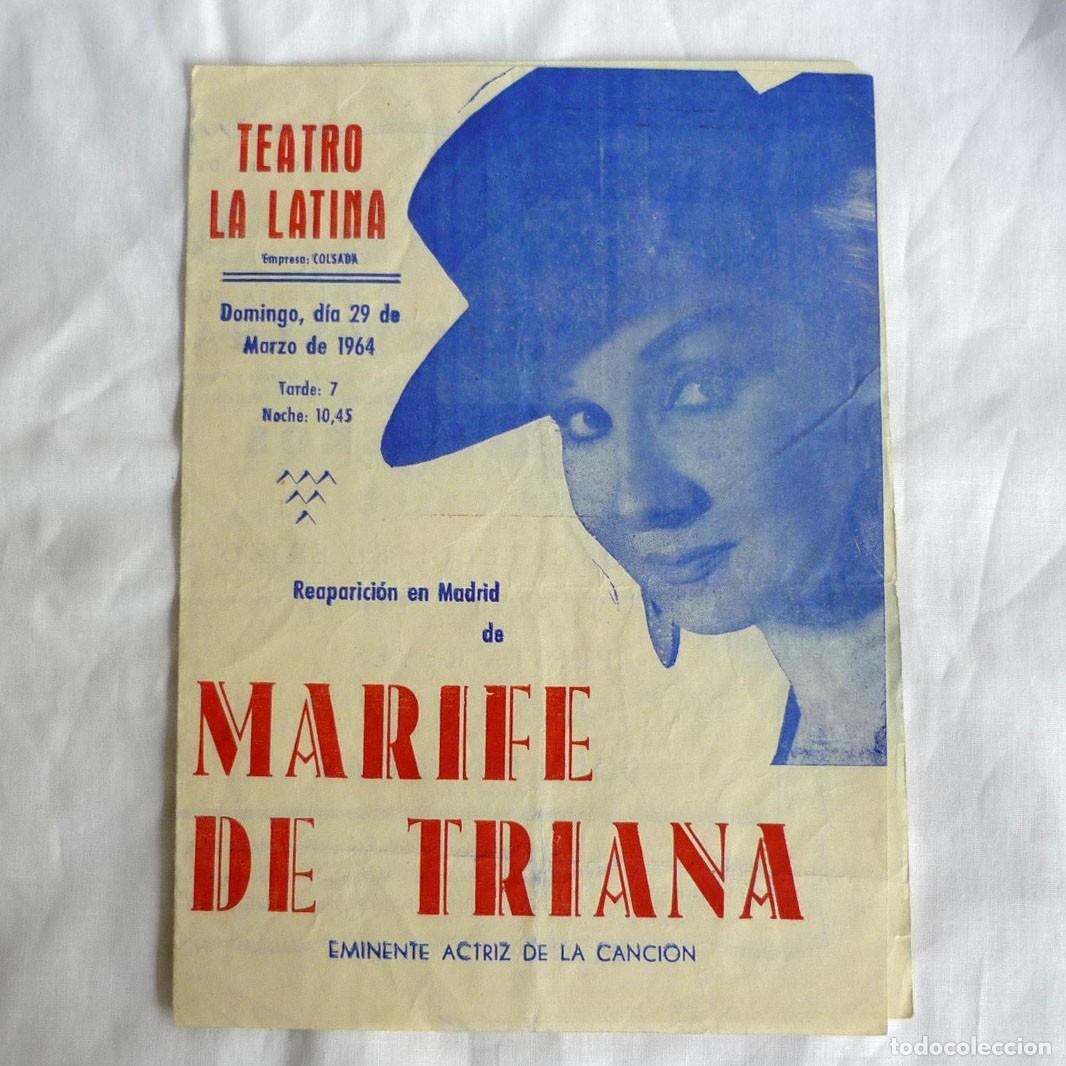 Coleccionismo: Programa Teatro La Latina Marif&eacute; de Triana 1964 - Foto 1