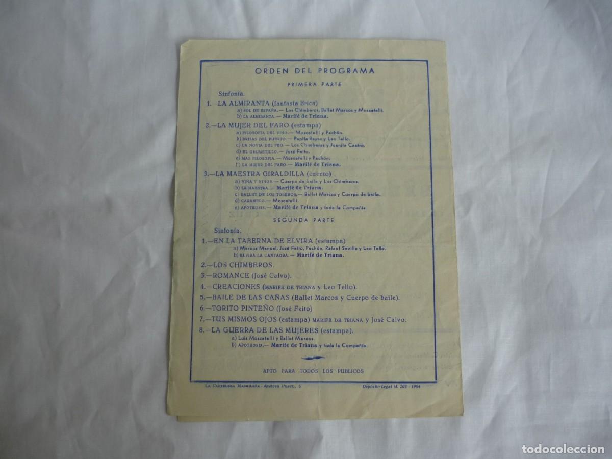 Coleccionismo: Programa Teatro La Latina Marif&eacute; de Triana 1964 - Foto 2