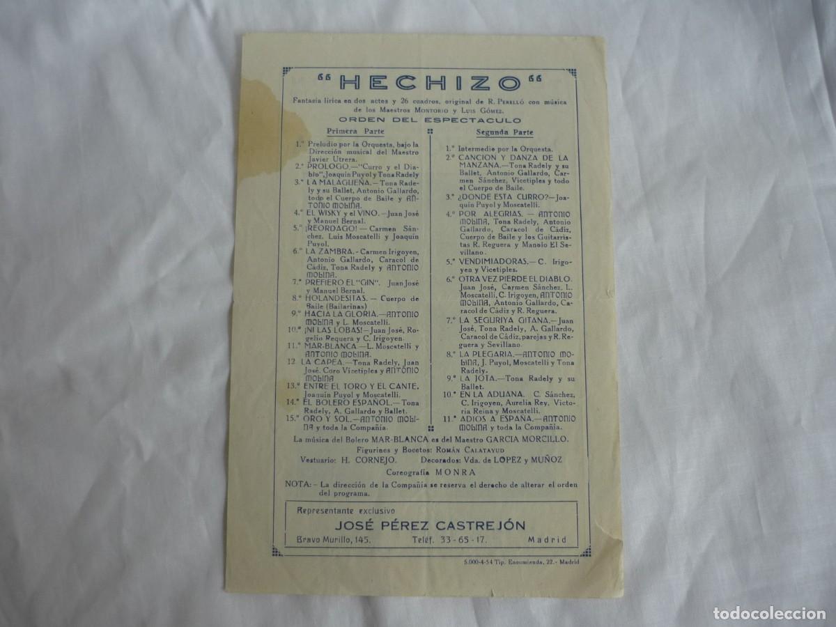 Coleccionismo: Programa Teatro Calder&oacute;n Antonio Molina Hechizo - Foto 2
