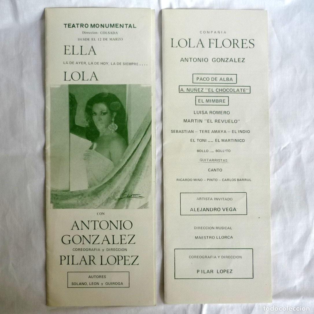 Coleccionismo: Programa Teatro Monumental Ella, la de ayer, la de hoy, la de siempre Lola Flores 1974