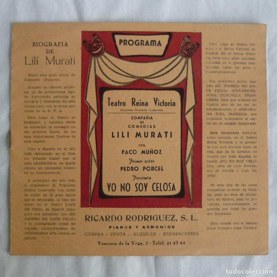 Sammelleidenschaft Papier: Programa Teatro Reina Victoria Lili Murati yo no soy celosa, 6 p&aacute;ginas