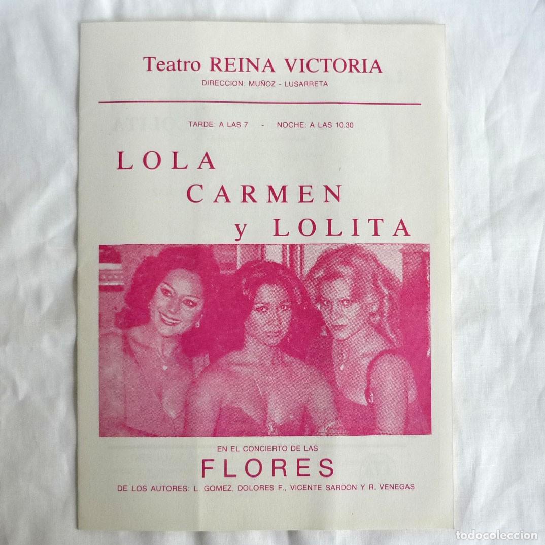 Coleccionismo: Programa concierto de las Flores, Lola, Carmen y Lolita, Teatro Reina Victoria, 6 p&aacute;ginas