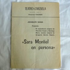 Coleccionismo: PROGRAMA TEATRO DE LA ZARZUELA, SARA MONTIEL EN PERSONA 1969. Lote 366119351