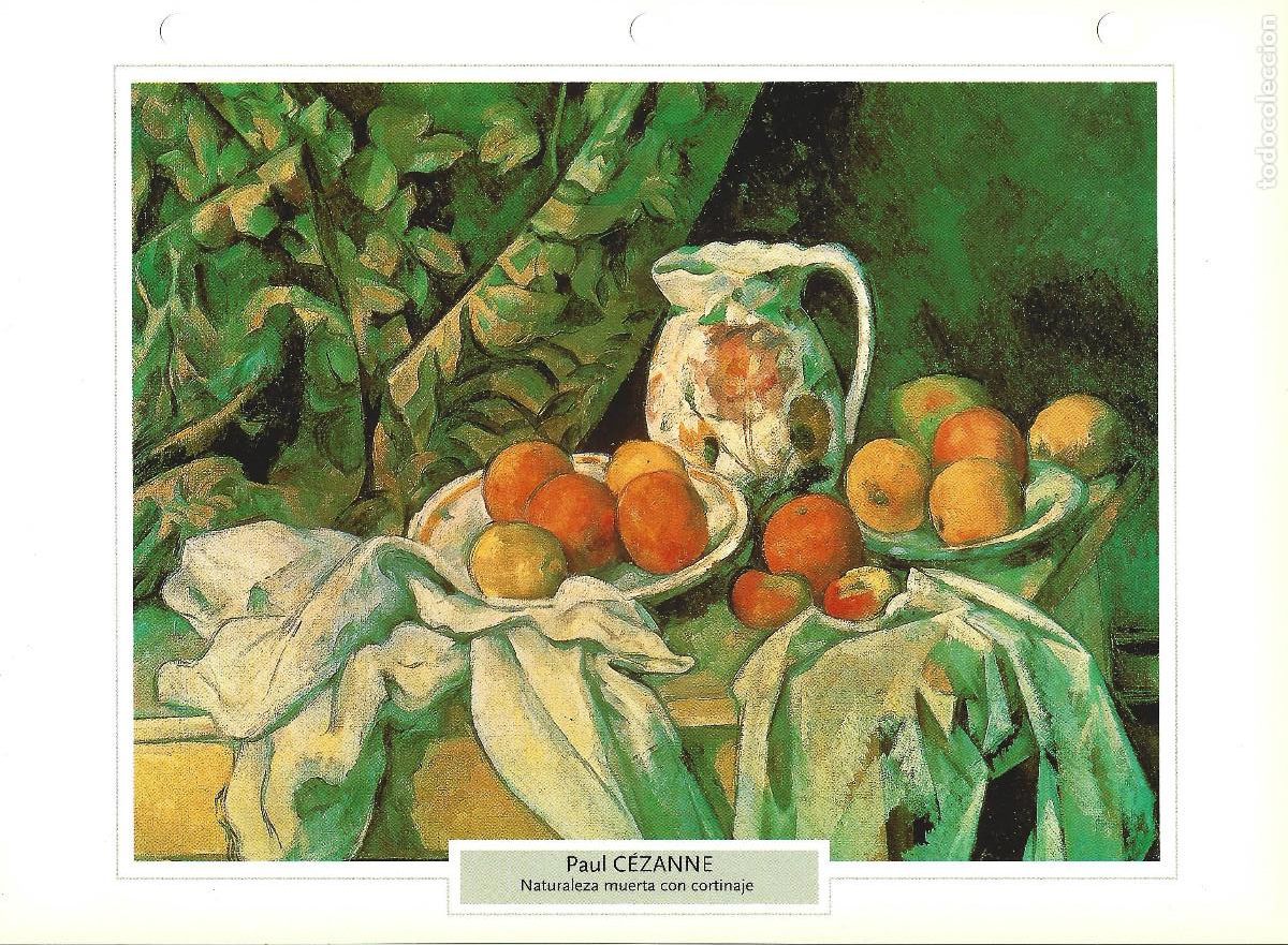 Sammelleidenschaft Papier: PAUL C&Eacute;ZANNE NATURALEZA MUERTA CON CORTINAJE L&Aacute;MINA FICHA PLANTETA DeAGOSTINI 2006