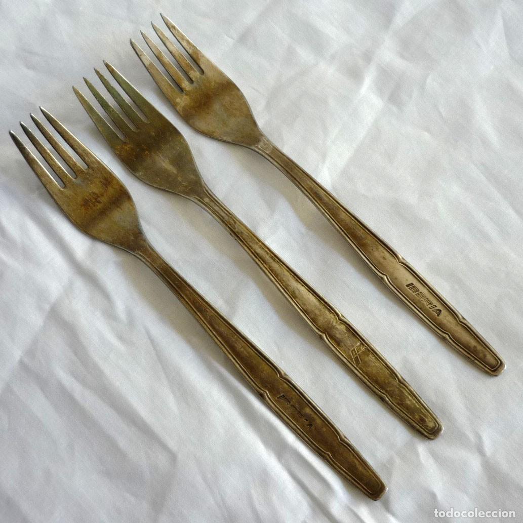 Coleccionismo: 3 tenedores de Iberia Inox. plat.