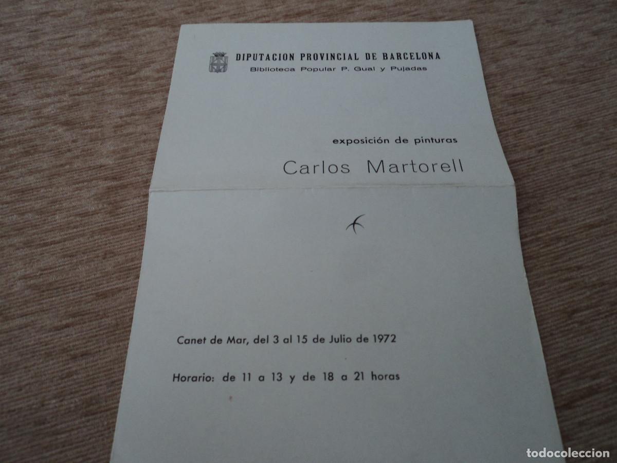 Collectionnisme: diptico invitacion exposicion de pinturas carlos martorell en biblioteca p. gual y pujadas 1972