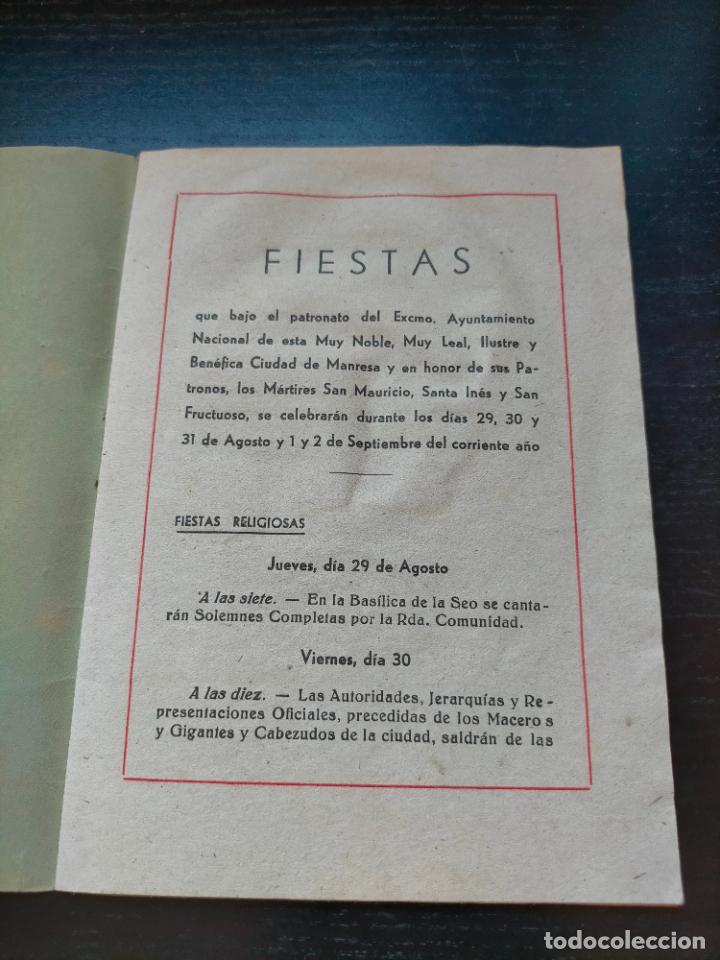 Coleccionismo: Antiguo programa de Fiesta Mayor ciudad de Manresa a&ntilde;o 1940 Programa Oficial - Foto 2