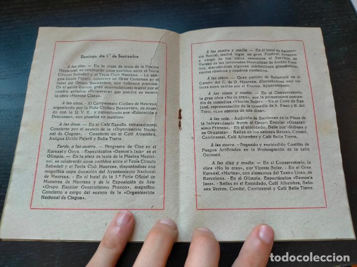Coleccionismo: Antiguo programa de Fiesta Mayor ciudad de Manresa a&ntilde;o 1940 Programa Oficial - Foto 3