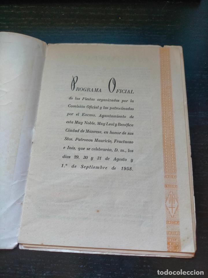 Coleccionismo: Antiguo programa de Fiesta Mayor ciudad de Manresa a&ntilde;o 1958 Programa Oficial - Foto 2