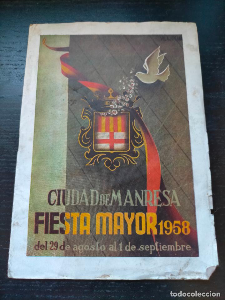 Coleccionismo: Antiguo programa de Fiesta Mayor ciudad de Manresa a&ntilde;o 1958 Programa Oficial - Foto 1