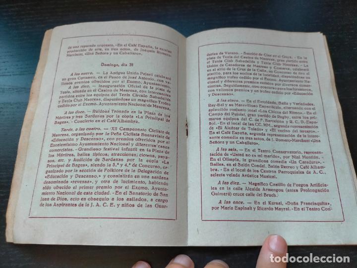 Coleccionismo: Antiguo programa de Fiesta Mayor ciudad de Manresa a&ntilde;o 1941 Programa Oficial - Foto 3