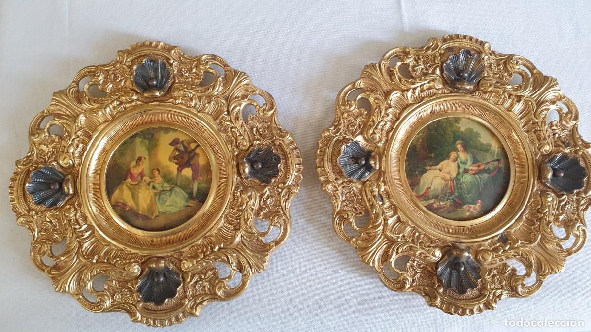 Coleccionismo: ELEGANTE PAREJA DE PLATOS ANTIGUOS-BRONCE MACIZO- CON ESPECTACULAR DISE&Ntilde;O ISABELINO.