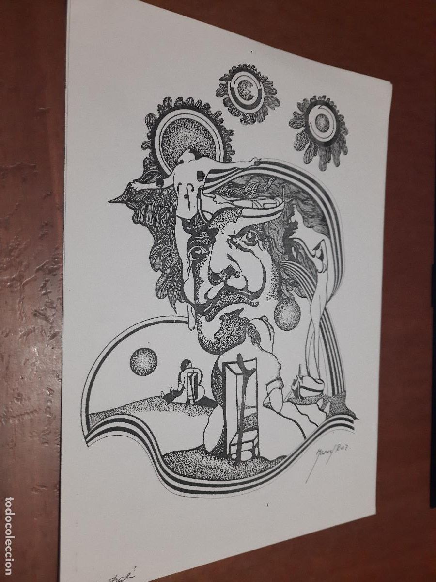Collectionnisme: MANUEL RUIZ. A&Ntilde;O DAL&Iacute;. L&Aacute;MINA DIBUJO EN BLANCO Y NEGRO. CARTULINA. FIRMADO POR DETR&Aacute;S