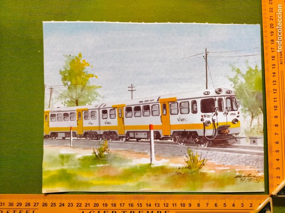 Sammelleidenschaft Papier: Lamina ferroviaria tren trenes tranv&iacute;as locomotoras vag&oacute;nes m&aacute;quina Renfe