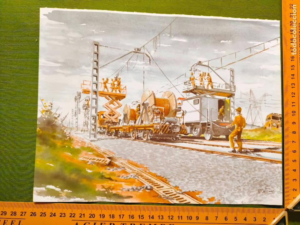 Sammelleidenschaft Papier: Lamina ferroviaria tren trenes tranv&iacute;as locomotoras vag&oacute;nes m&aacute;quina Renfe