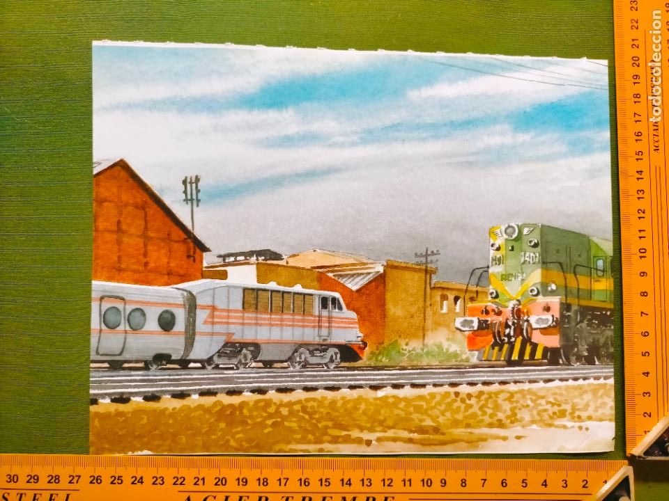 Sammelleidenschaft Papier: Lamina ferroviaria tren trenes tranv&iacute;as locomotoras vag&oacute;nes m&aacute;quina Renfe
