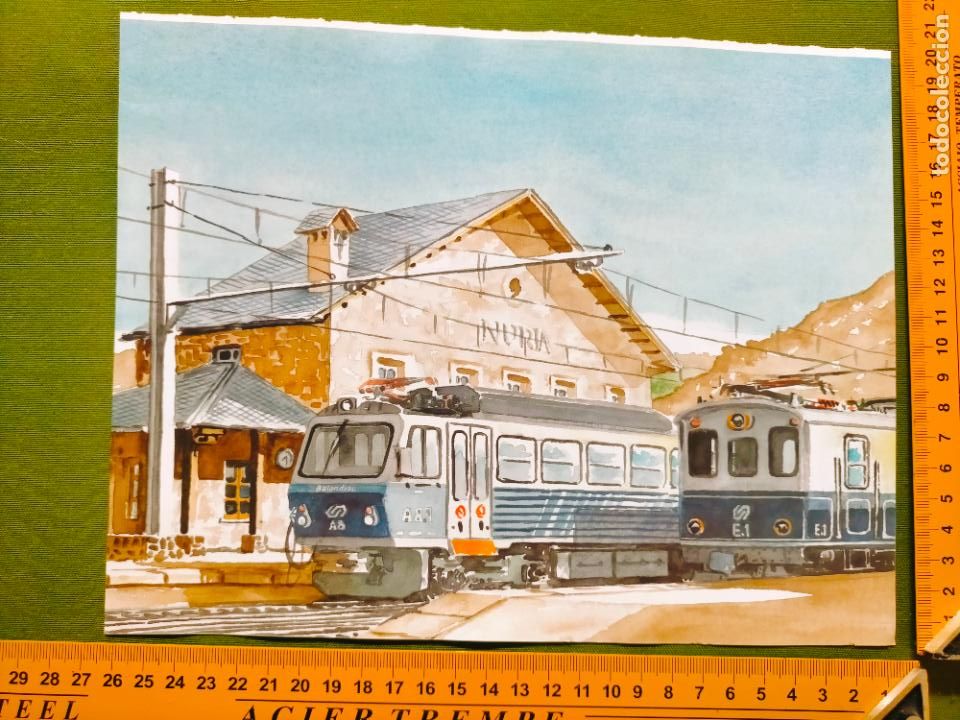 Sammelleidenschaft Papier: Lamina ferroviaria tren trenes tranv&iacute;as locomotoras vag&oacute;nes m&aacute;quina Renfe