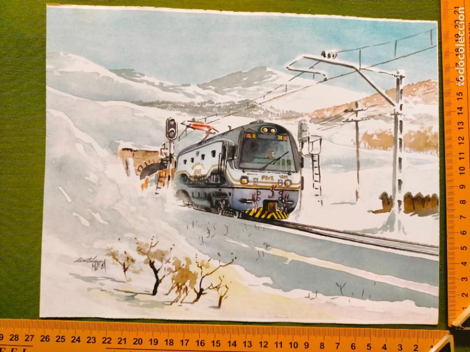 Sammelleidenschaft Papier: Lamina ferroviaria tren trenes tranv&iacute;as locomotoras vag&oacute;nes m&aacute;quina Renfe