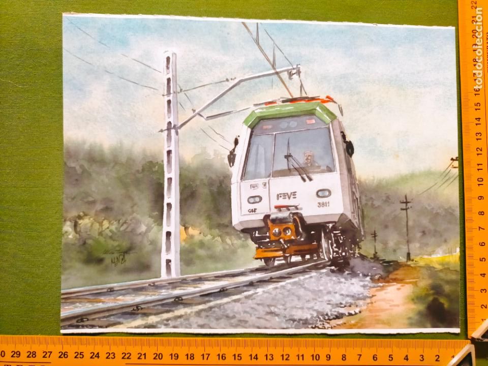 Sammelleidenschaft Papier: Lamina ferroviaria tren trenes tranv&iacute;as locomotoras vag&oacute;nes m&aacute;quina Renfe