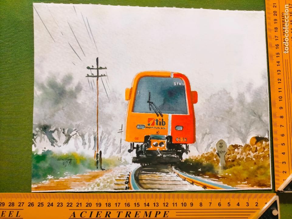 Sammelleidenschaft Papier: Lamina ferroviaria tren trenes tranv&iacute;as locomotoras vag&oacute;nes m&aacute;quina Renfe