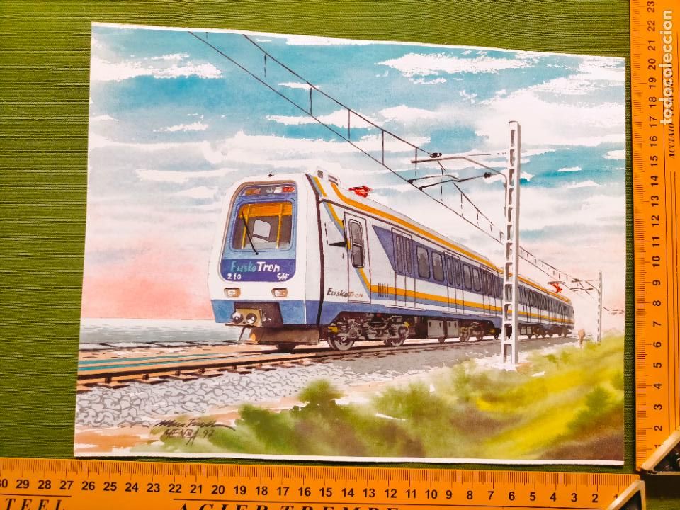 Coleccionismo: Lamina ferroviaria tren trenes tranv&iacute;as locomotoras vag&oacute;nes m&aacute;quina Renfe