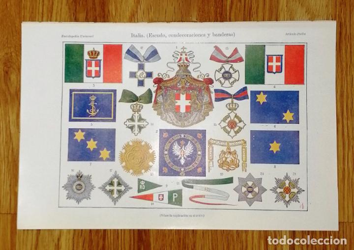 Coleccionismo: L&Aacute;MINA. ITALIA : Escudo, condecoraciones y banderas. - Espasa-Calpe, 1926