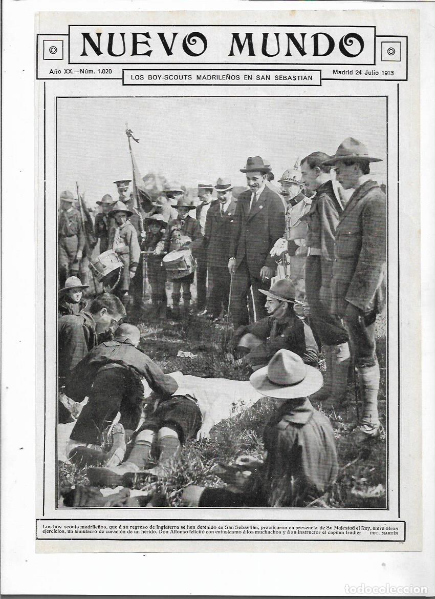 Sammelleidenschaft Papier: A&Ntilde;O 1913 RECORTE PRENSA SAN SEBASTIAN BOY SCOUTS MADRILE&Ntilde;OS EJERCICIOS CURACION HERIDOS ANTE EL REY