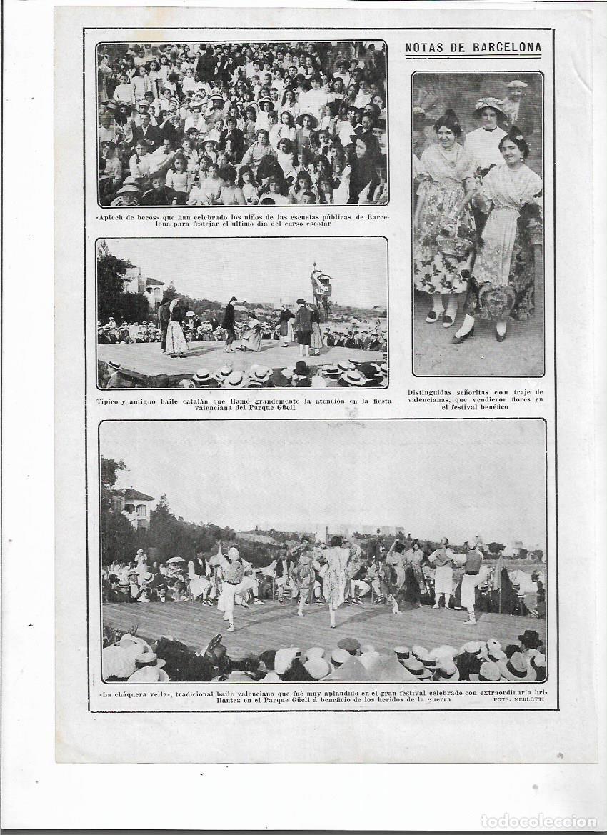 Coleccionismo: A&Ntilde;O 1913 RECORTE PRENSA FIESTA VALENCIANA EN PARC GUELL BCNA DANZA BAILE POPULAR LA CHAQUERA VELLA